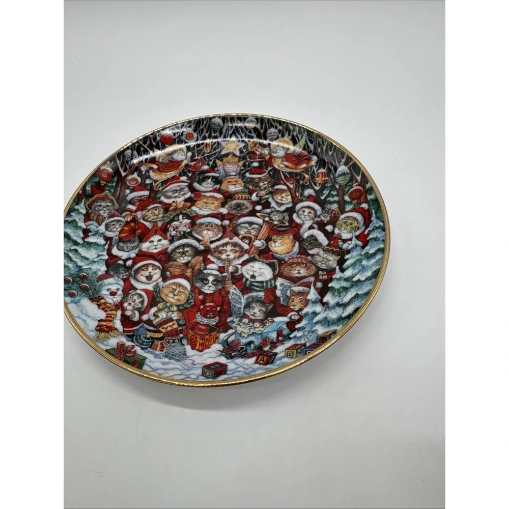 Santa Claws Franklin Mint Collectors Plate Bill‎ Bell Christmas Claus Cats Kitty